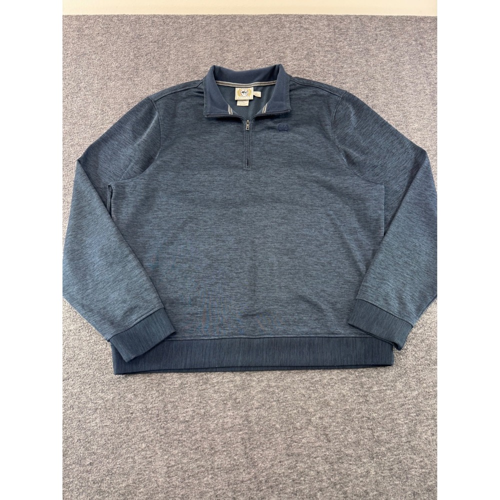 Cinch Mens XL Quarter Zip Pullover Blue Heathered Fleece Sweatshirt